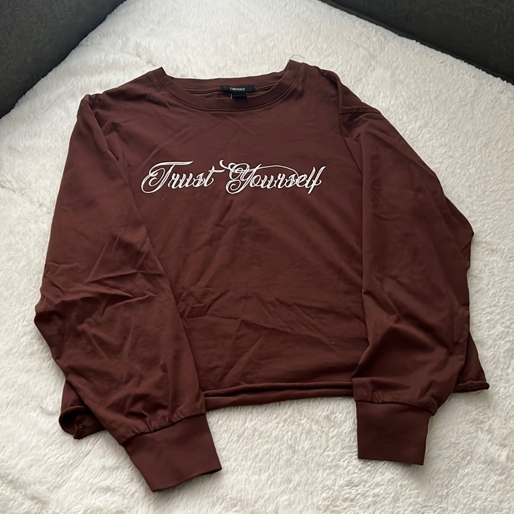 Dark Brown long sleeve cropped shirt